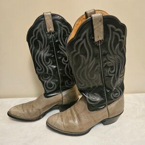 Vintage Imperial Cowboy Boots Leather American USA Made Black/Gray 10.5D M112